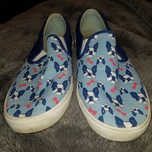 Frenchie dog print Bucket feet slip ons